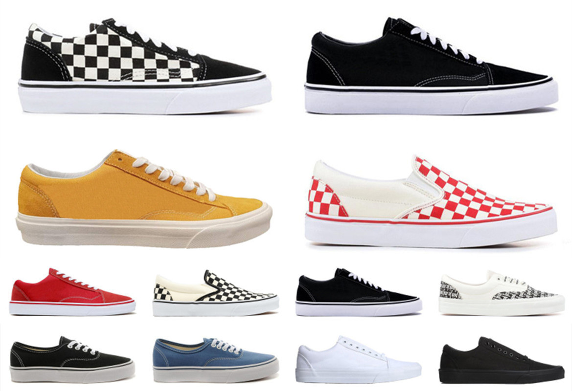 

Shoes old skool men women canvas slip on casual white fear skate skateboard platform sport, Color 6