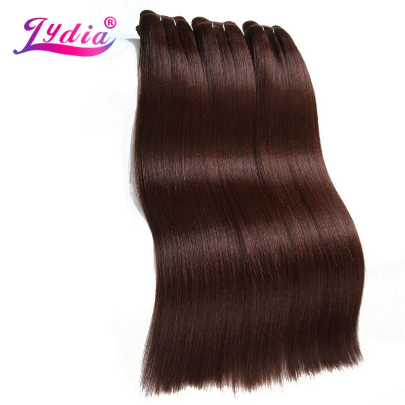 

Human Ponytails Lydia Synthetic Hair Extension 3Pieces/lot Straight Yaki Weaving 10-26 Inch Pure Color 33# 100% Futura Bundles