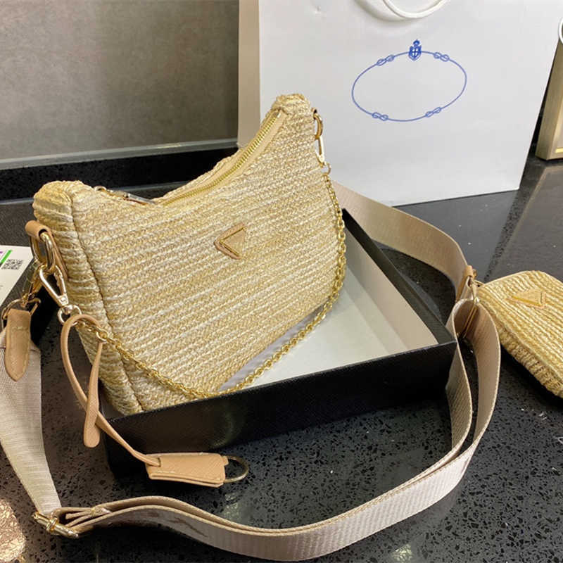 

2021 designer shoulder mini bag crossbody half moon straw bags pochette high-capacity evening party shopping business occasions fashion bran