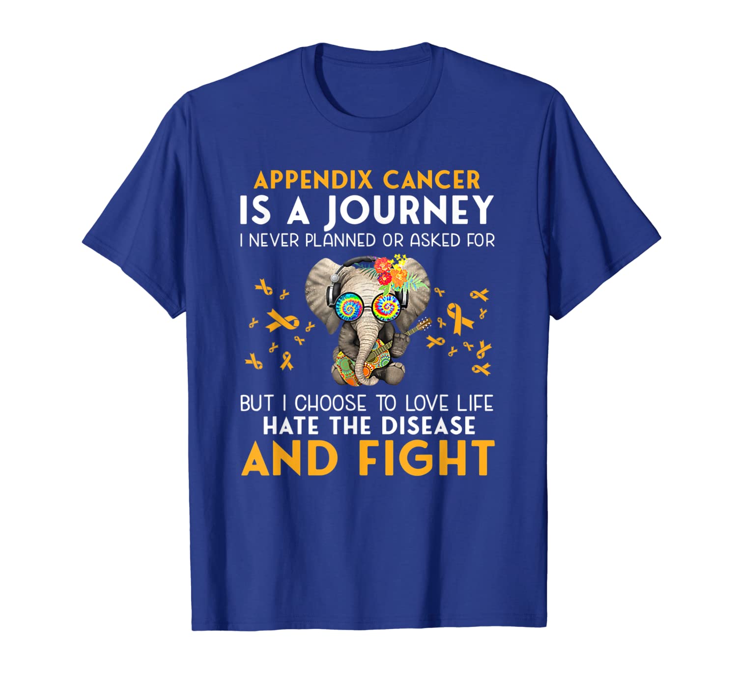 

Appendix Cancer is a Journey I choose to love life Tshirt, White;black