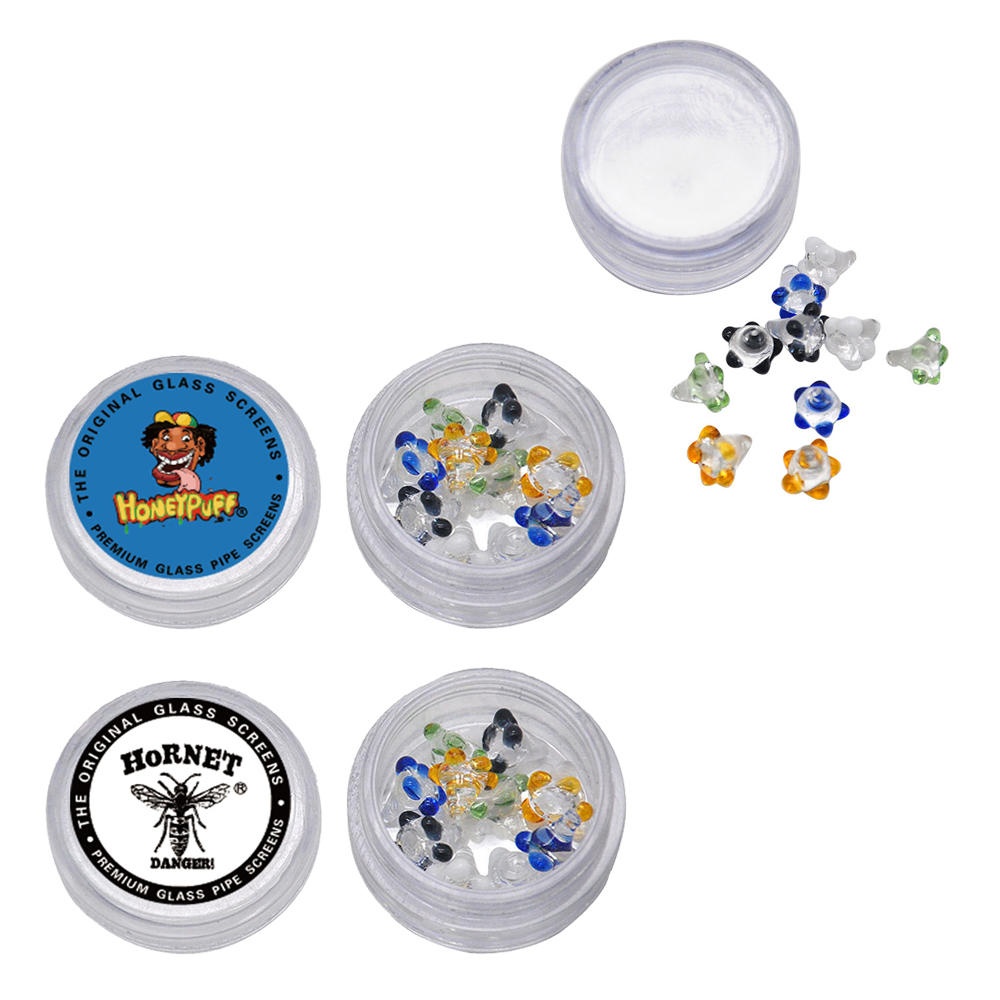 

10pcs/Lot Polykarmatic Glass Screens Glass Bong Pipes 28MM Flower Silicone Smoking Water Pipe Screens Acrylic Stash Jar
