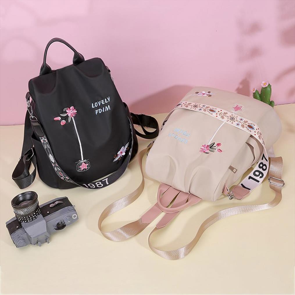 

outdoor shopping accessaries supplies women backpack flower embroidery shoulder school bags anti theft travel bagpack