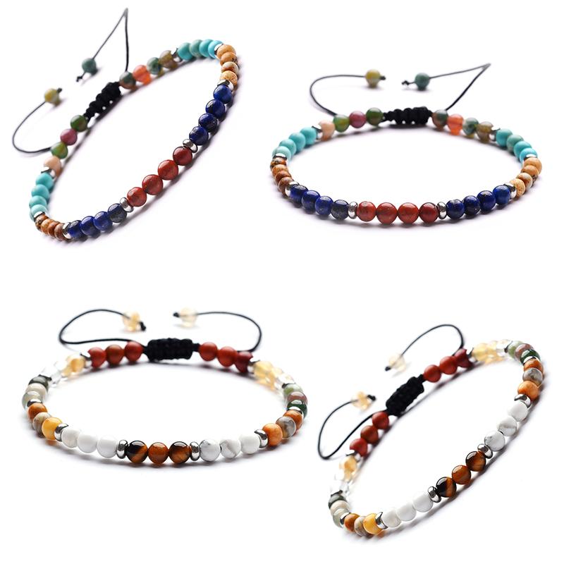 

Red Natrual Stone Bracelet Fine Craftsmanship Adjustable Woven Bangle Small Yoga Round Beads Jewelry Bracelets for Unisex