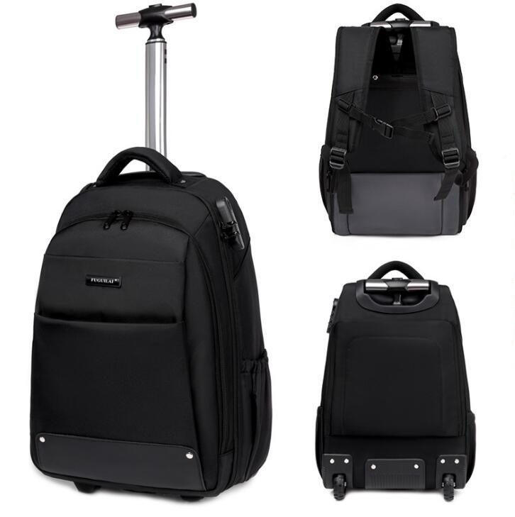 

Duffel Bags Men Business Travel Luggage Bag On Wheels Women Rolling Backpack Carryon Hand Trolley Wheeled Backpacks, 20 inch black