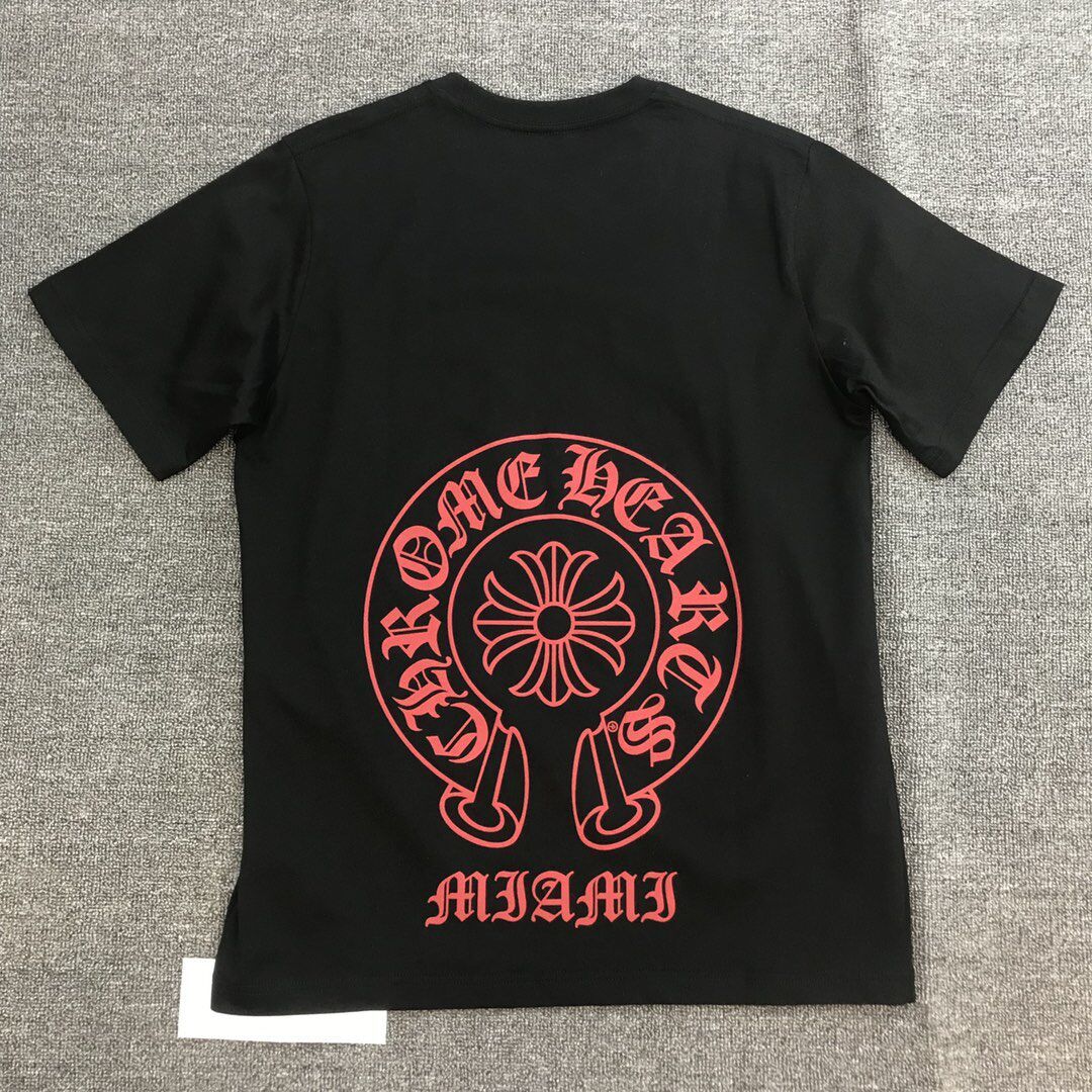 

chrome Fashion brand new hearts crosin Sanskrit colorful Horseshoe Ring printed short sleeve T-shirt for men and women, White;black