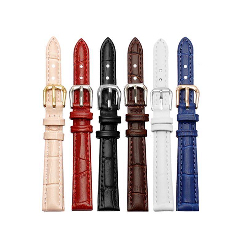 

Watch Bands Elegant And Compact First Layer Cowhide Strap Female Genuine Leather Watchband Black White Red Brown Wristwatches Band