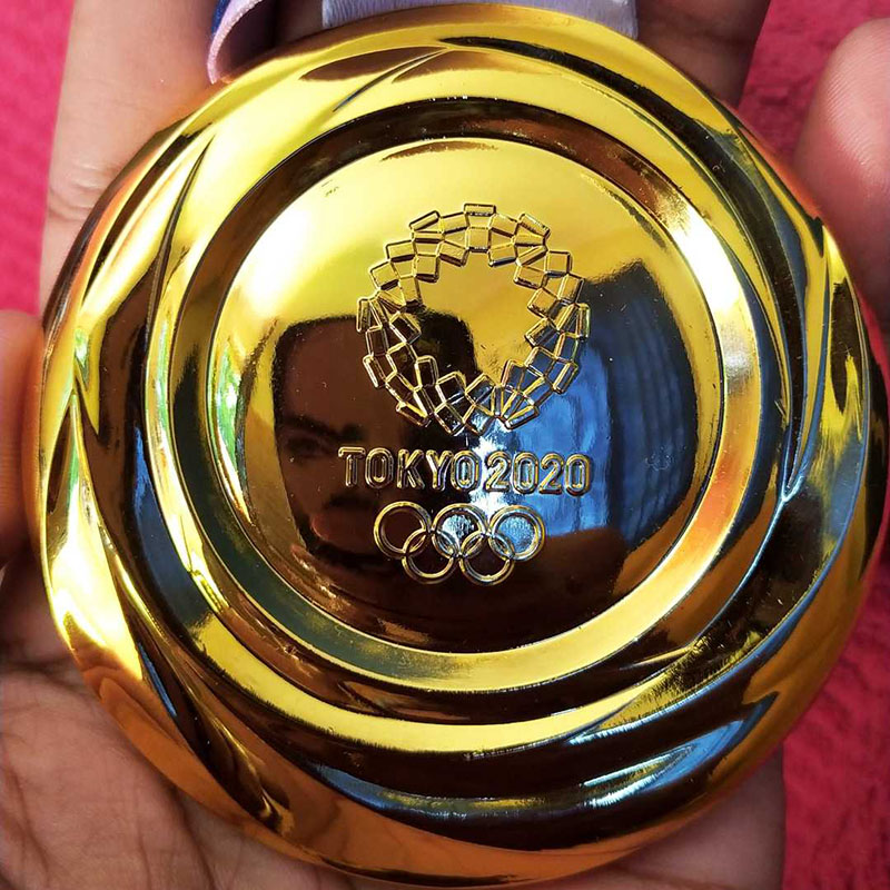 

Tokyo Olympic games For gift The newest sport championship award gold medal 85*85mm player badge with ribbon crafts