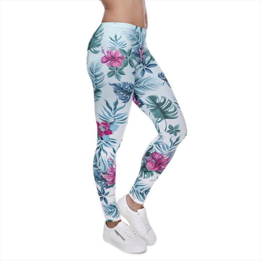 

soft floral printing fitness women leggings elasticity push up high waist workout fashion jeggings pants size 2xl clothes, Black
