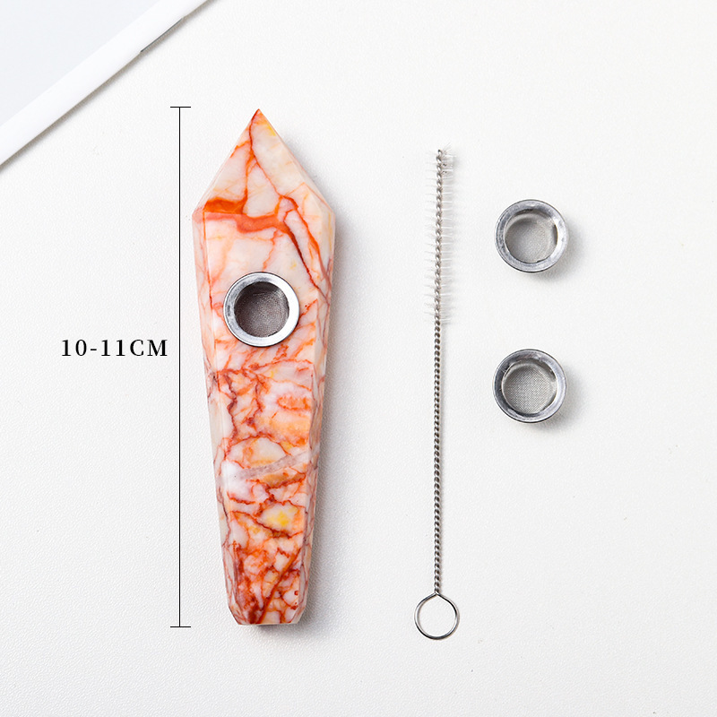 

Glass Smoking Pipes Natural Crystal Smoking Pipe Raw Stone Spoon Pipe Polished Hexagonal Single Pointed Crystal-Crafts
