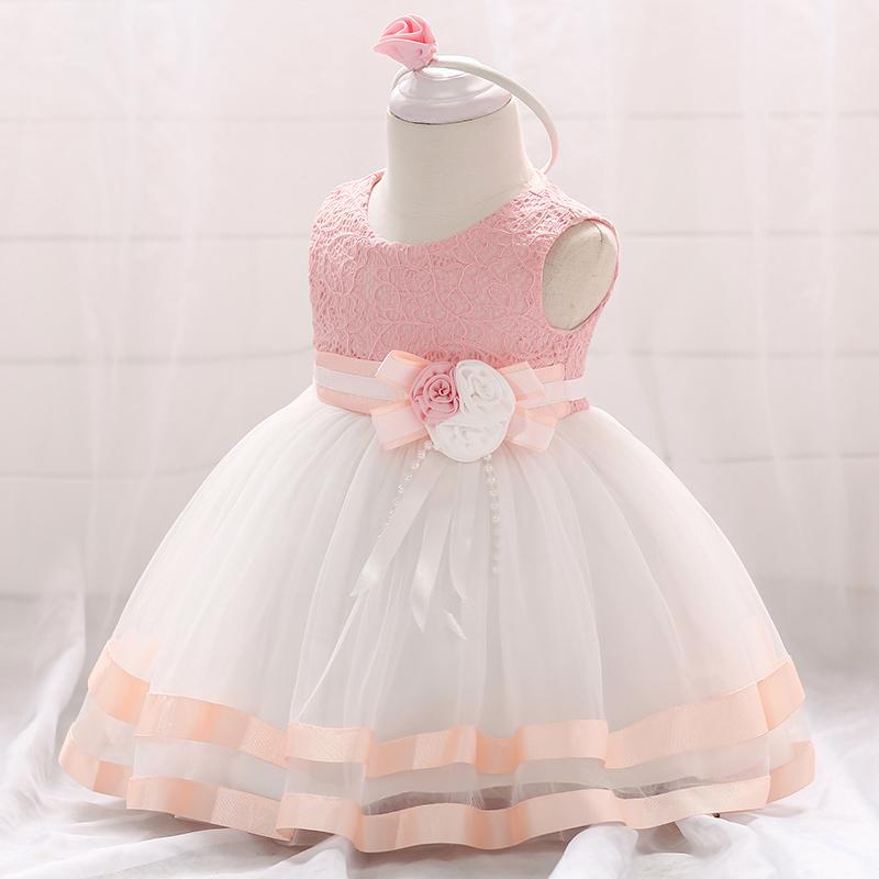 

0-24M Toddler Baby Dresses Littble Girls Wedding Baptism Dress Born Girl Clothes One 2 1 Year Birthday Princess Girl's, Pink