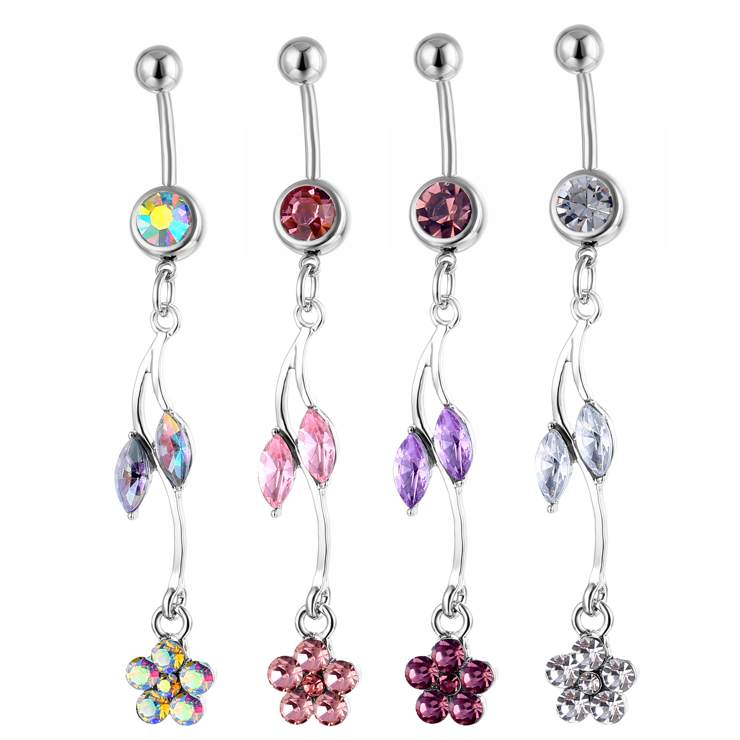 

D0528 Flowers Belly Navel Ring Mix Colors