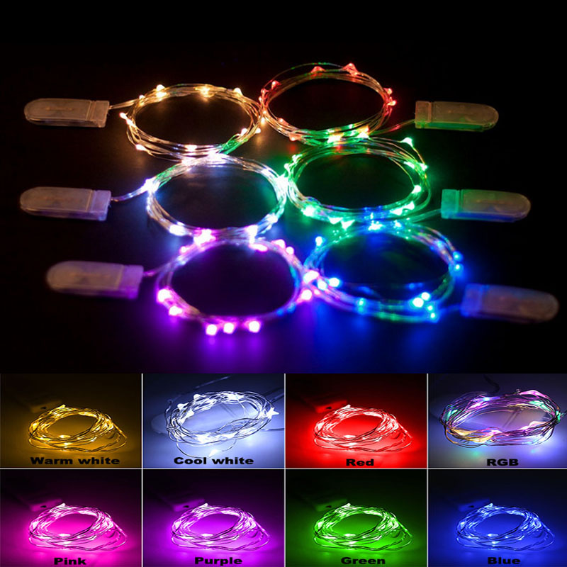 

1M 2M 3M 5M Button LED CR2032 Battery Operated Micro Mini LED String Light Copper Silver Wire Starry Vine Light String For Wedding Decoratio