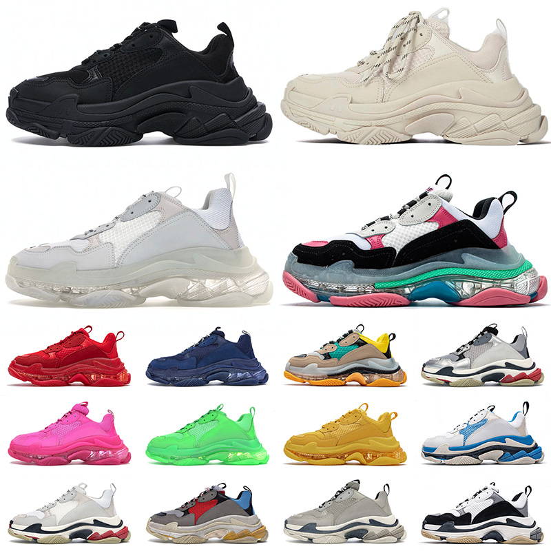 

2021 fashion sneakers clear sole triple s casual dad shoes men women platform 17FW paris vintage old crystal bottom triple-s designer sports, B10 clear sole pink 36-40