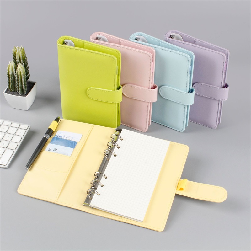 

A5/ Colorful Creative Waterproof Macarons Binder Hand Ledger Notebook Shell Loose-leaf Notepad Diary Stationery Cover School Office 676 V2