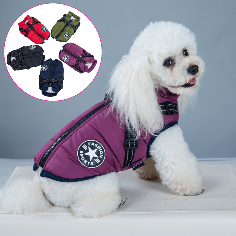 

Pet Harness Vest Cothes Puppy Cothing Waterproof Dog Jacket Winter Warm Pet Cothes For Sma Dogs Shih Tzu Chihuahua Pug Coat, Red