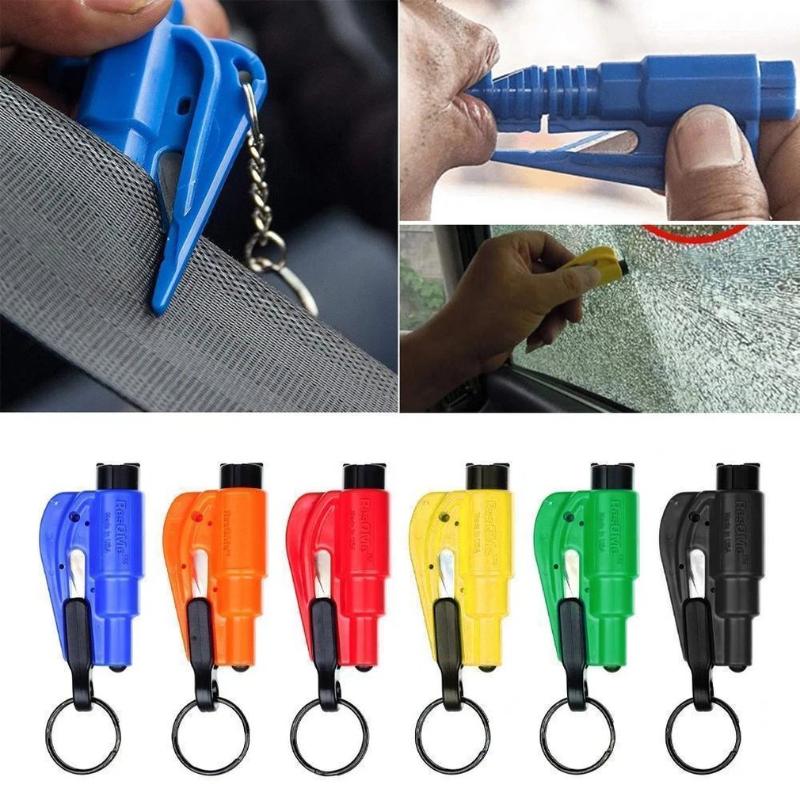 

Keychains Mini Light Emergency Rescue Tool For Car Auto Security Break Hammer Window With Key Chain Safety Belt Knife