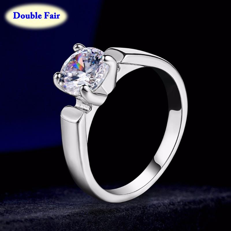 

Wedding Rings Cubic Zirconia Engagement Silver Color Fashion Brand Jewelry For Man And Women Wholesale Gifts R053, Slivery;golden