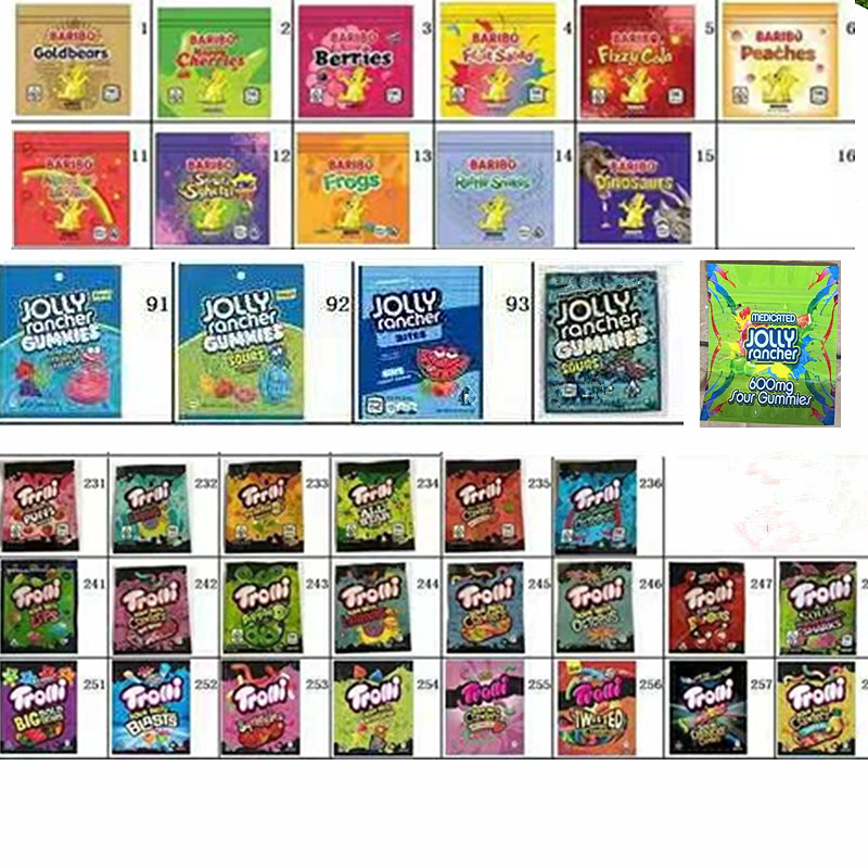 

2021 empty mylar bag jolly baribo trolli jumbo snax nature made froot loops cereals zipper resealable edibles packaging
