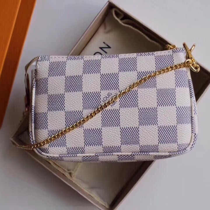 

LVLOUISVITTON VUTTON MINI POCHETTE ACCESSOIRES Designers Wallets Iconic Womens CANVAS Pouch Evening Zippy Chain Wallet Coin Purse Phone Sling Bag M58009, Brown old flower