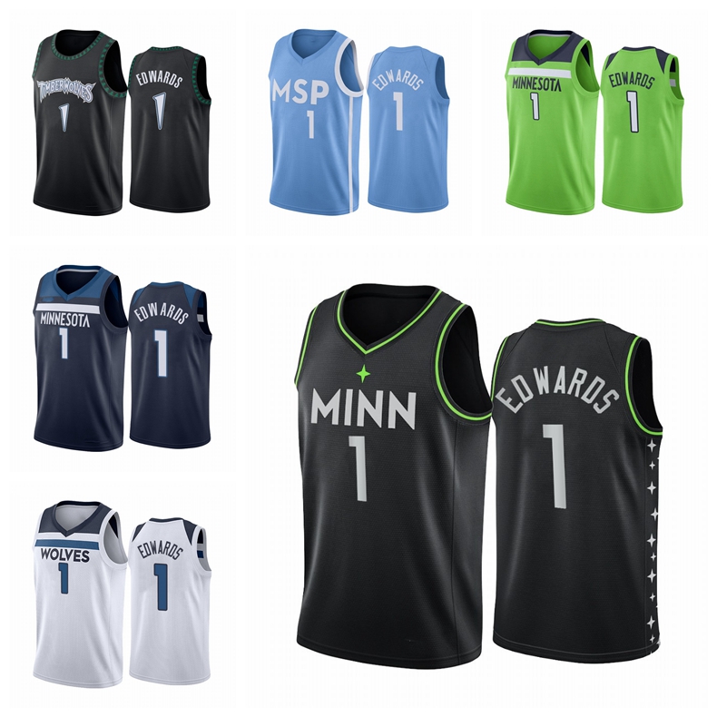 

MinnesotaTimberwolvesMEN Anthony Edwards Draft 2020-21 Navy Basketball Jersey, Black