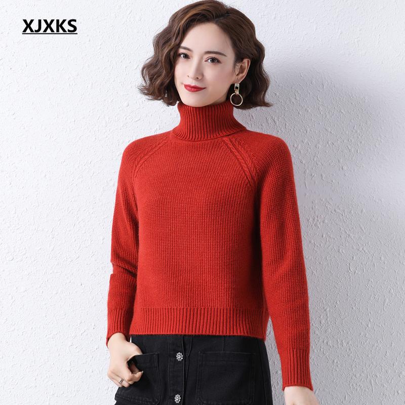 

Women's Sweaters XJXKS Pure Color All-match Women Turtleneck Sweater 2021 Winter Thickened Warm Cashmere Knitted Pullover, Green