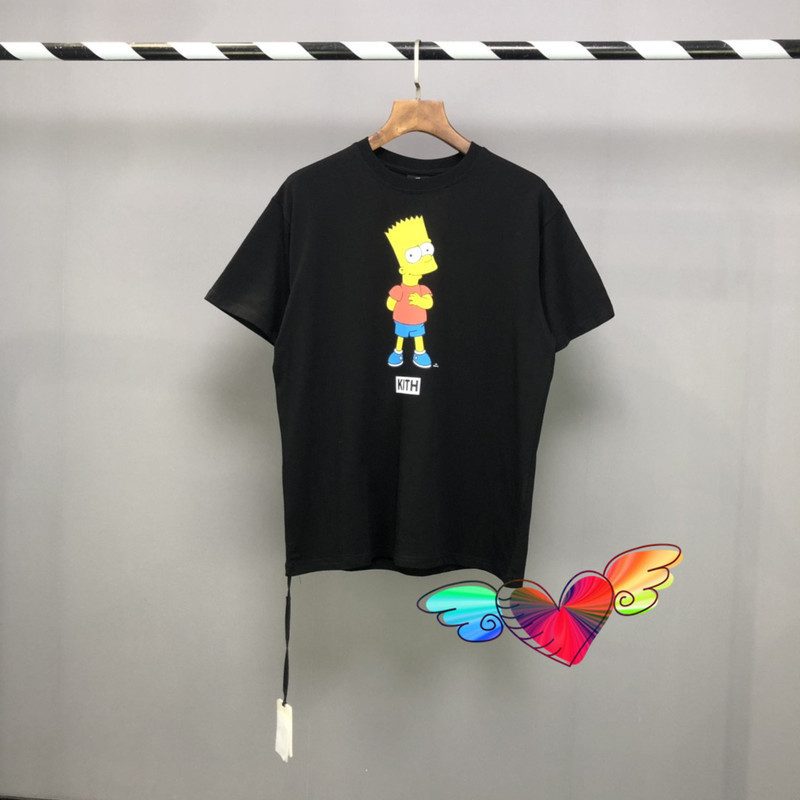 

2021 Bart Tee Men Women High Quality Naughty Anime characters Print KITH T-shirt Classic Box Tops Short Sleeve, White;black
