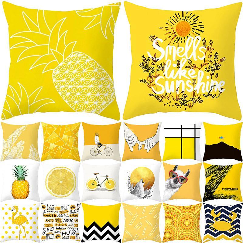 

Pineapple Leaf Yellow Cushion Cover Printing Polyester Decorative Pillowcase Throw Pillow Case For Sofa ZT113 Cushion/Decorative