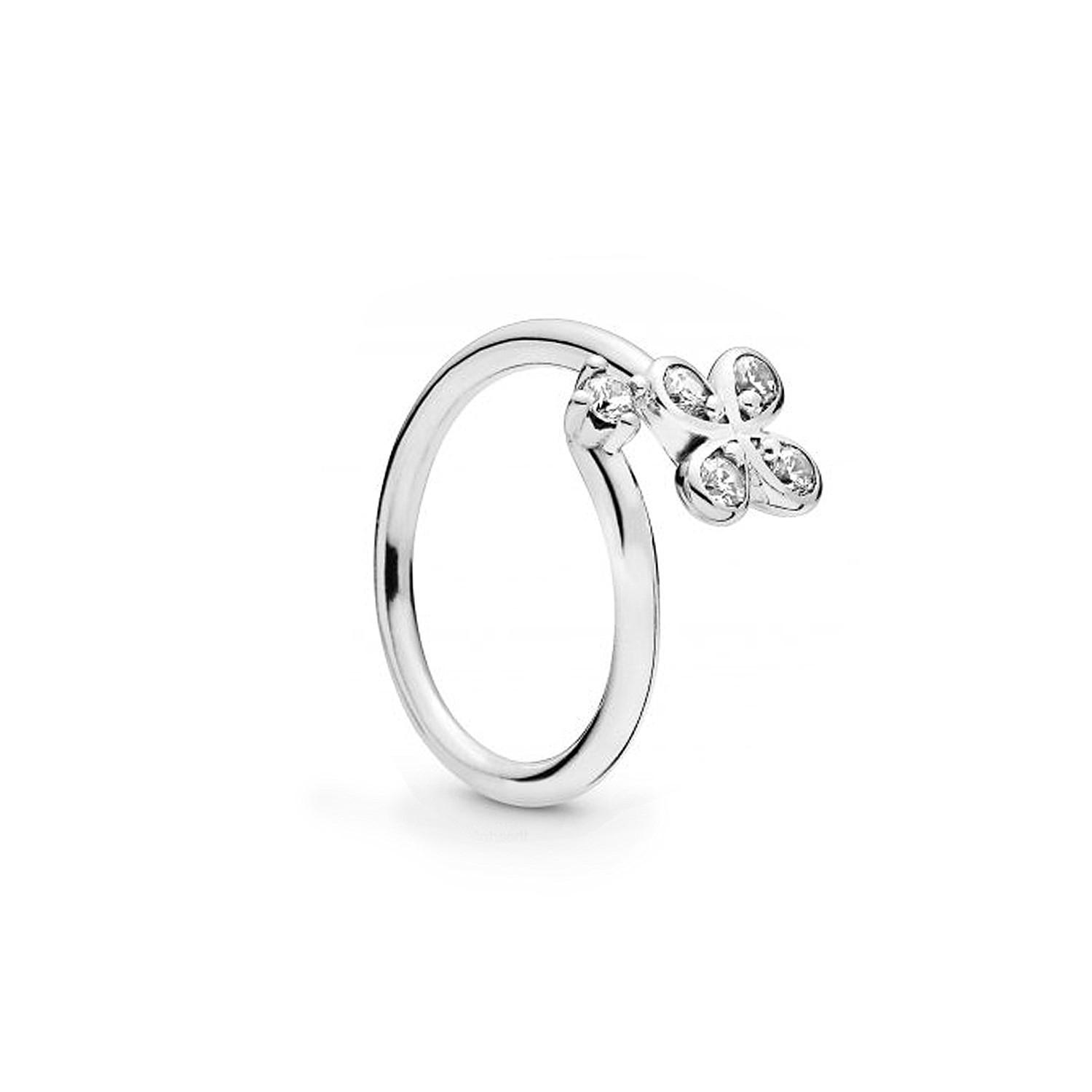 

Factory wholesale New 925 Sterling Silver Sparking Lucky Clover Ring with Clear Cz Fit Jewelry Engagement Wedding Lovers Fashion Ring