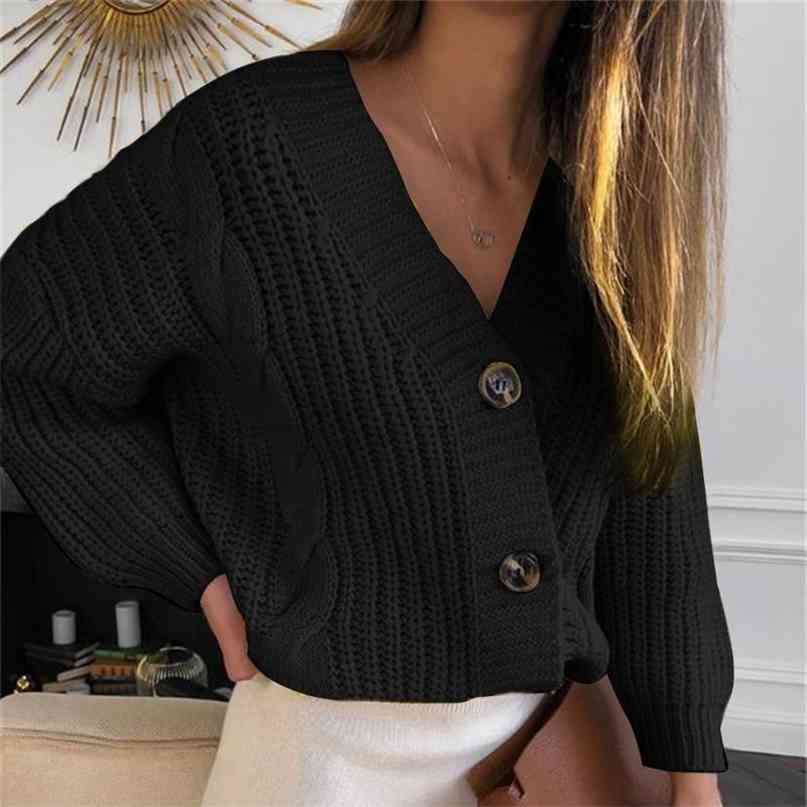 

Knit Sweater Women Autumn Female Casual Long Sleeve Button Cardigan Knitted Sweaters Coat Femme Winter Warm Clothes 210607, Yellow