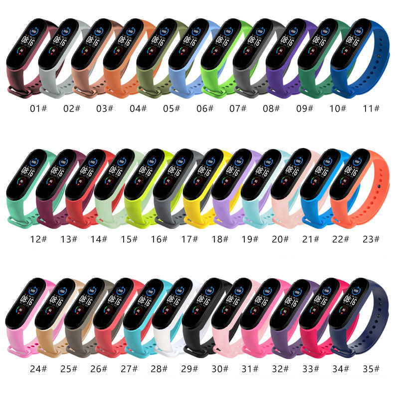 

New 35colors Silicone Watch band For Xiaomi Mi Band 3/4/5/6 Mi Band6 Bracelet for Miband 5 Wristband for mi band6 Smart Watch Replacement Strap