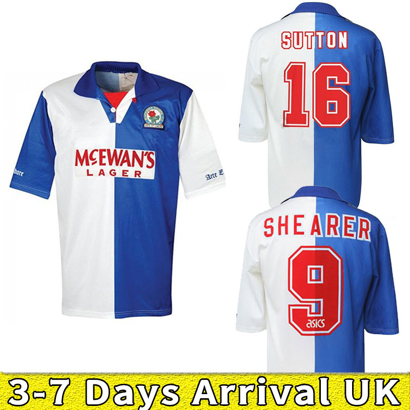 

1994 Inicio Blackburn Camisa retro Shearer 9 Rovers Football soccer Jersey 94 95 Sutton 16 RIPLEY 7 long sleeve classic thailand quality