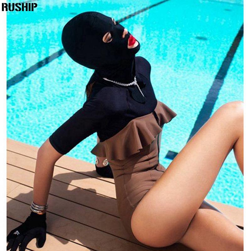 

Men Women Swimming Caps Nylon High Elastic Waterproof Sunscreen Printing Mother Snorkeling Mask Surfing Water Sports Equipment