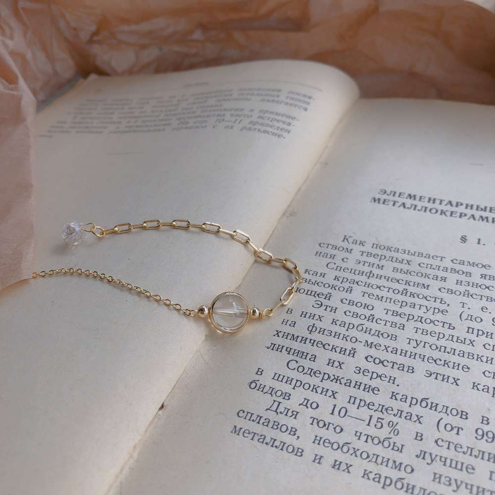 

bracelet Natural body 7a white crystal simple little fresh Bracelet women's summer fashion niche Design Jewelry, Golden;silver