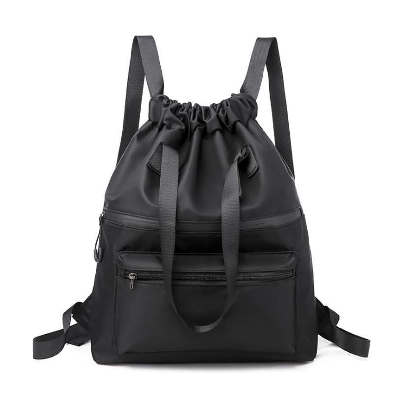 

Duffel Bags Unisex Drawstring Bag Waterproof Travel Shoulders Storage Shoes Large Capacity Backpack Lingerie Makeup Shopping, Black