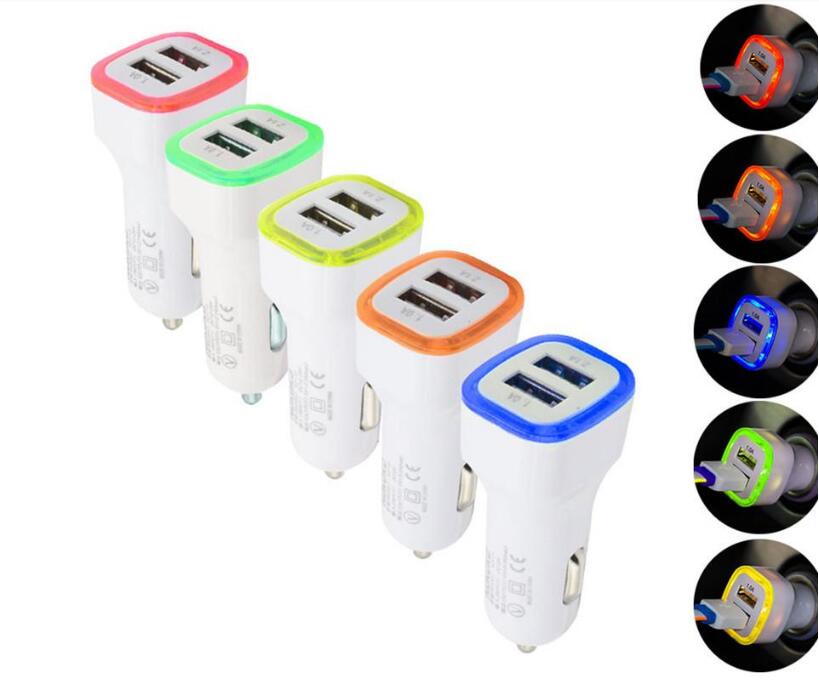 

Led Car Charger Dual Usb Vehicle Portable Power Adapter 5V 1A