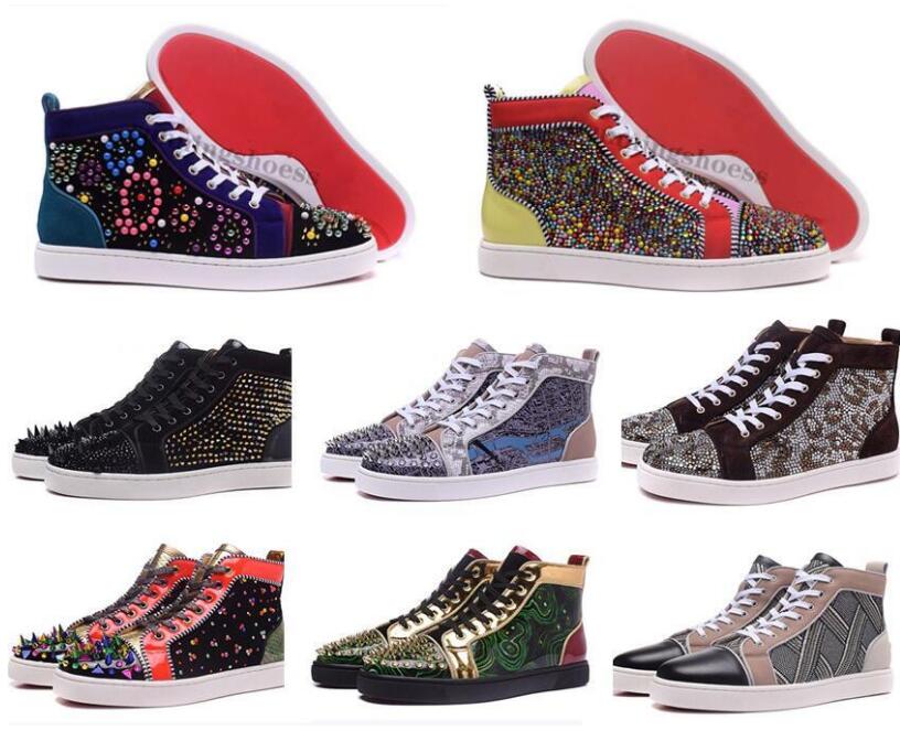 

Compare with similar Items Man shoes Red Bottom Sports Shoes Rivet Ears Fashion Leather Quality Womens Flat Bottom Casual Shoes For Party Lo