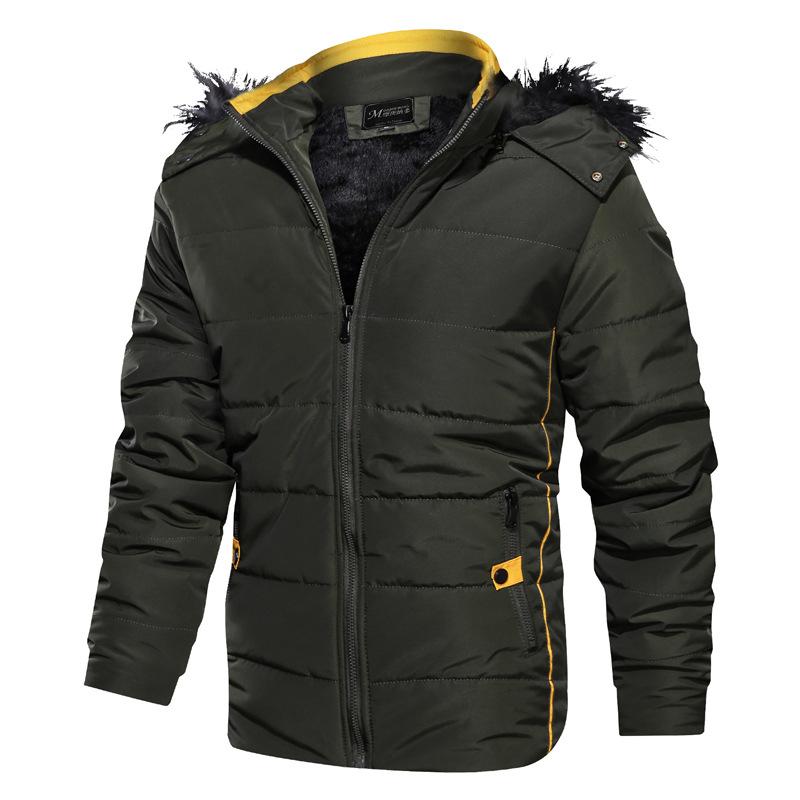 

Winter men parkas leisure thickened windproof jacket hooded coat warm snow outdoor sportswear, Green