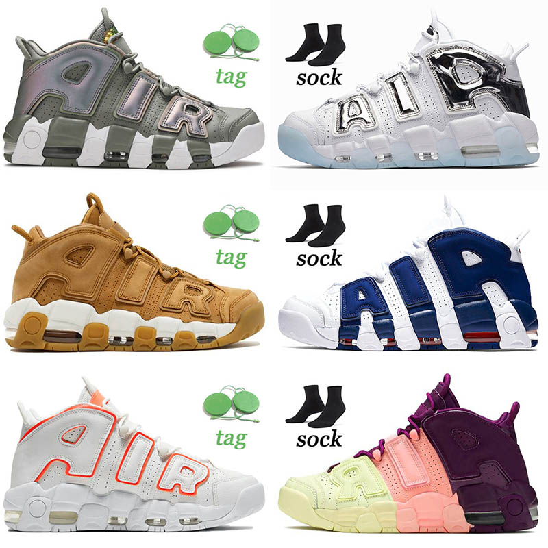 

Air More Uptempo Basketball Shoes Scottie Pippen Shine Iridescent Chrome Premium Wheat Fuchsia Blast Peace Love Barely Green Womens Mens Sneakers Trainers, A42 lucky charms 36-45