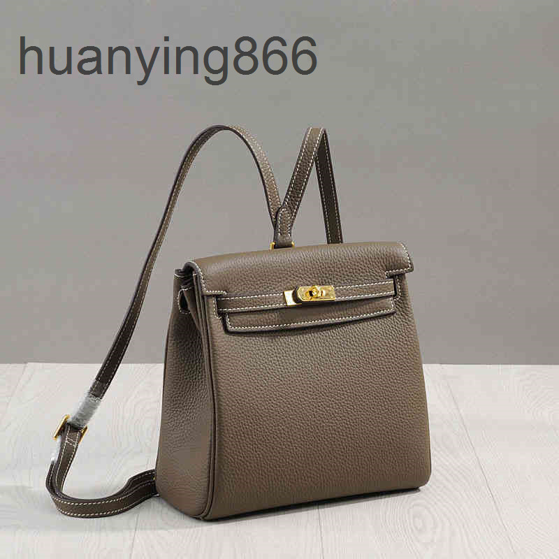 

Brand H Bags Luxury Designer HandBags Herms Bags Way Top Layer Cowhide Schoolbag Backpack Lychee Pattern Trendy Womens Korean
