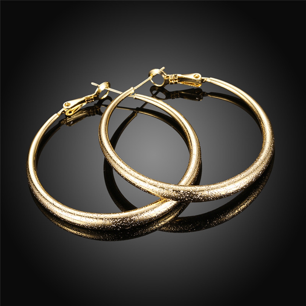 4cm Matte Circle Round Hoop Earrings 18k Gold Filled Classic Simple Sexy Women Jewelry Gift-image-720562014