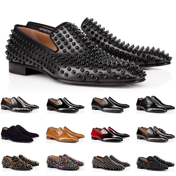 

fashion mens genuine leather shoes red bottoms low cut studded spikes dress shoe wedding party trainers sneakers size 40-47, #1 40-47