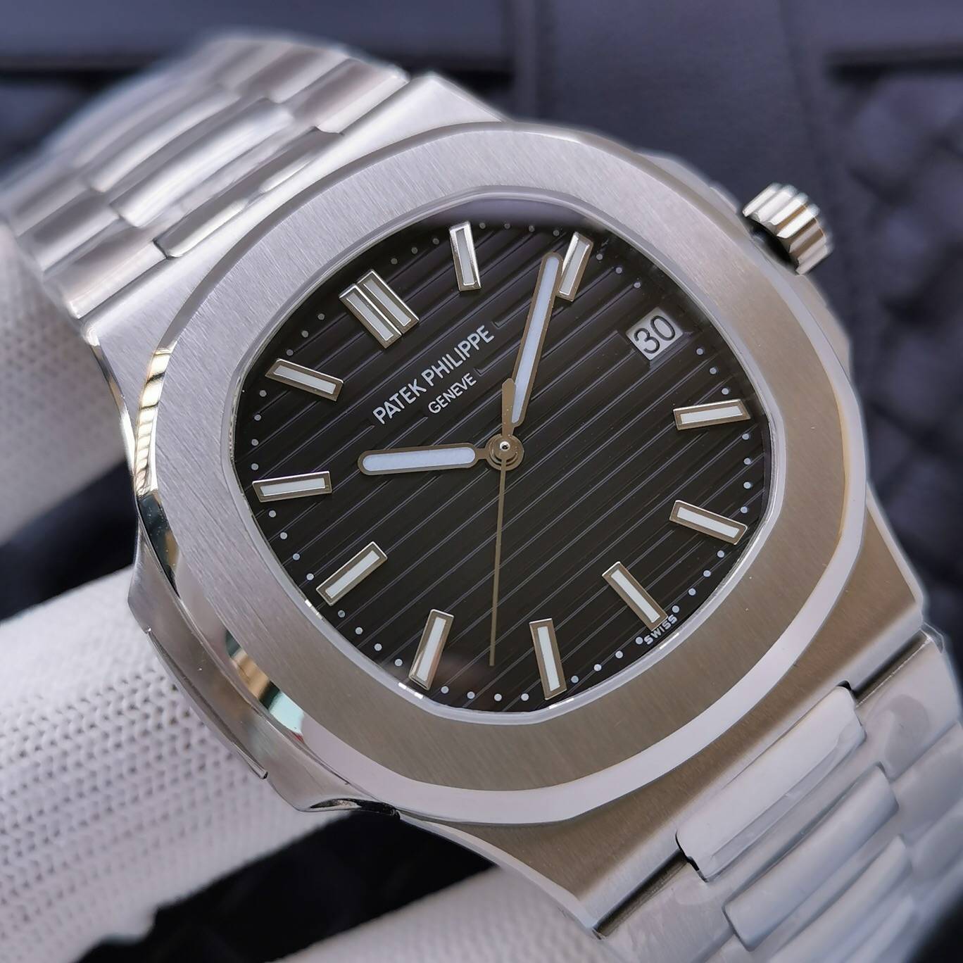 

Patek Philippe Top Quality Famous Brand Men Watch Stainless Steel Band Automatic Self Wind Mens Watches With Gift Box, Slivery;brown