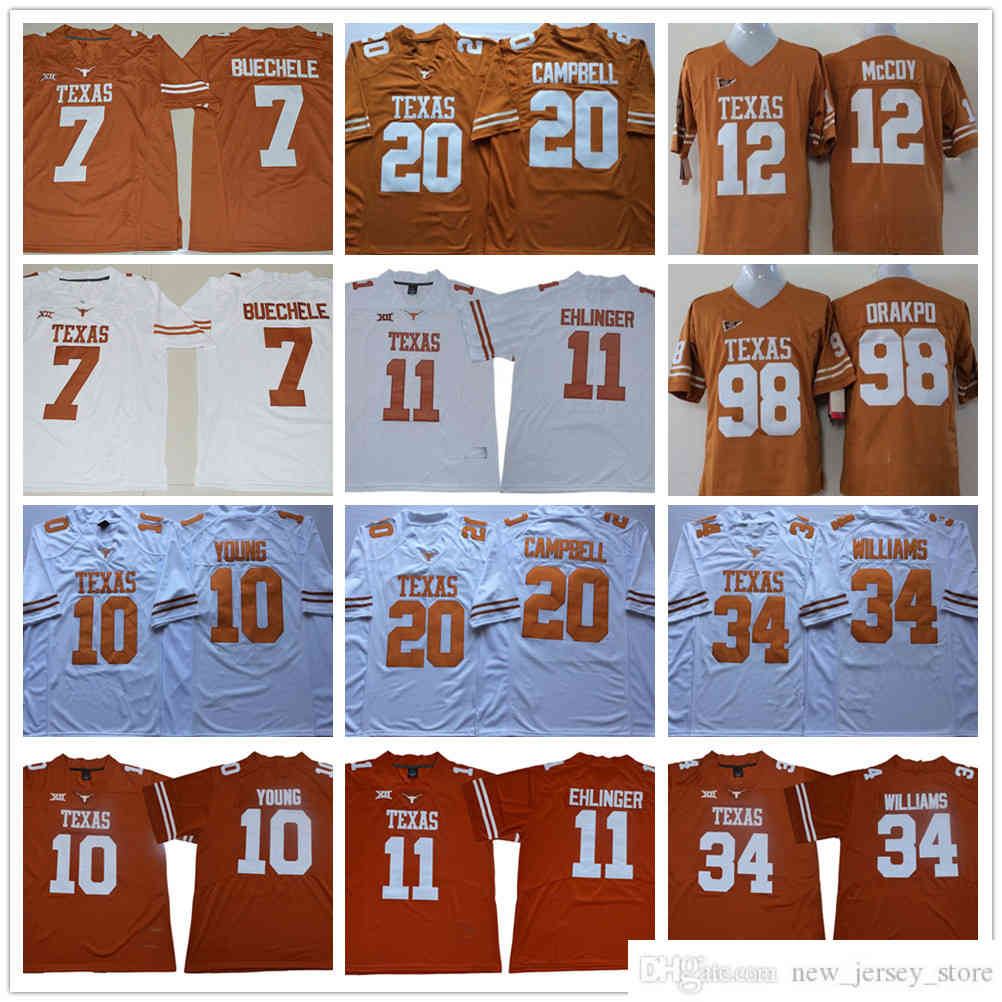 

NCAA Texas Longhorns College Football Wear 11 Sam Ehlinger 7 Shane Buechele 10 Vince Young 20 Earl Campbell 34 Ricky Williams Sugar Bowl 150TH Jerseys, As picture