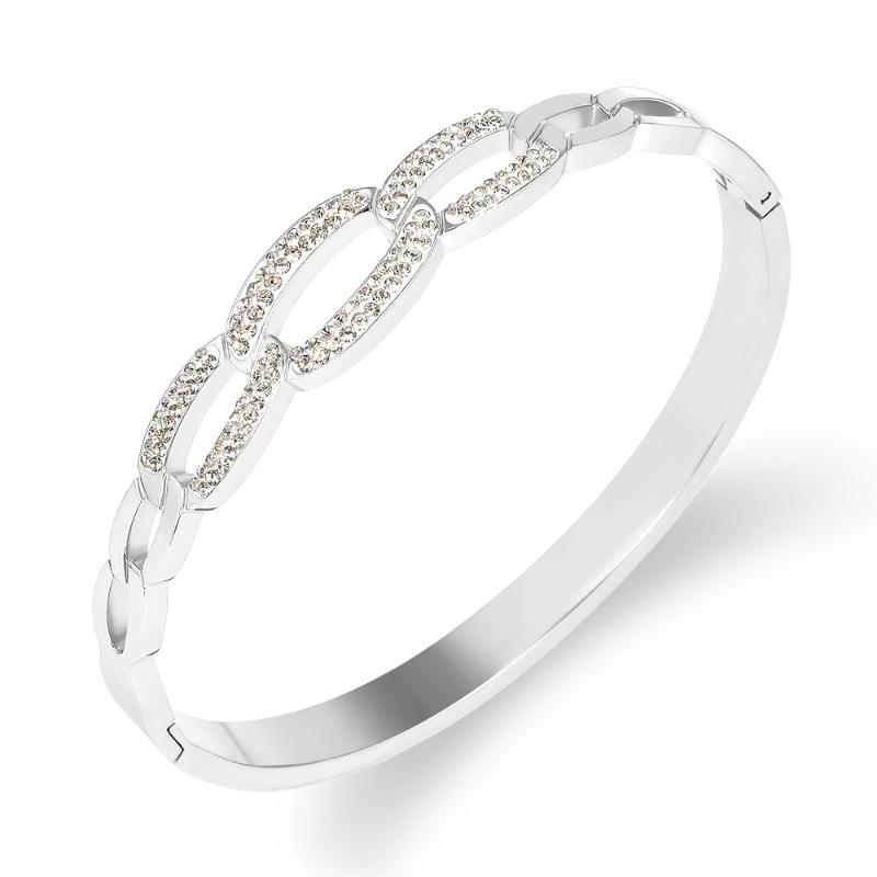 

Bangle Good Quality Luxury CZ Crystal Hollow Cross Bracelet Bangles Stainless Steel For Women Fashion Cuff Jewelry Gift
