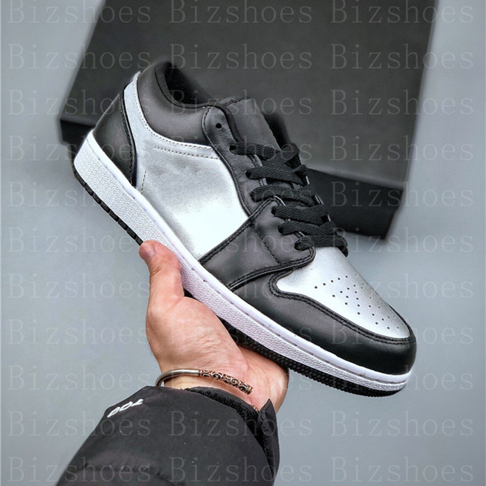 

Silver Toe Mens Shoes 1s Black Metallic Silver 1 Low Sports Trainer Sneaker, 01