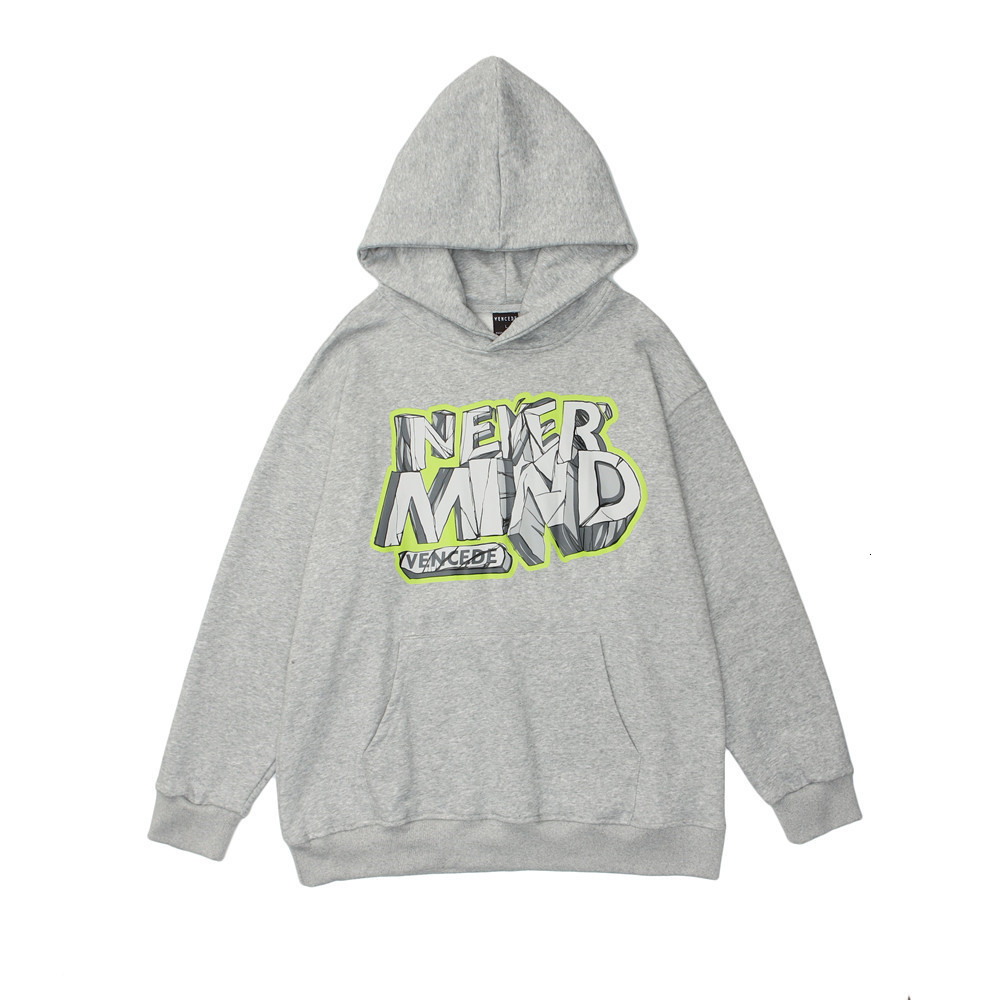 

Sweatshirts American fashion brand letter printed mens BF lazy style loose long sleeve trendy sports Hoodie, Gray