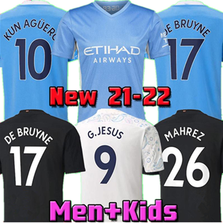 

21 22 MCI manchester soccer jerseys city STERLING G. JESUS MFC DE BRUYNE KUN AGUERO FODEN FERRAN football shirts man uniforms men kids kit jersey, Color 12