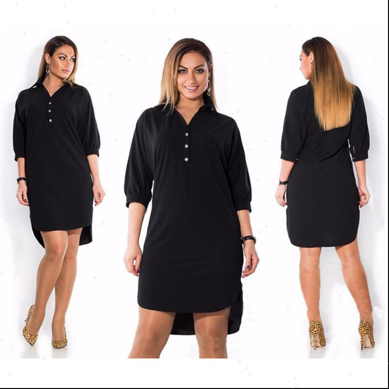 

6xl large womens dresses size summer women fashion big casual three quarter sleeve irregular dress plus clothing, Black;gray