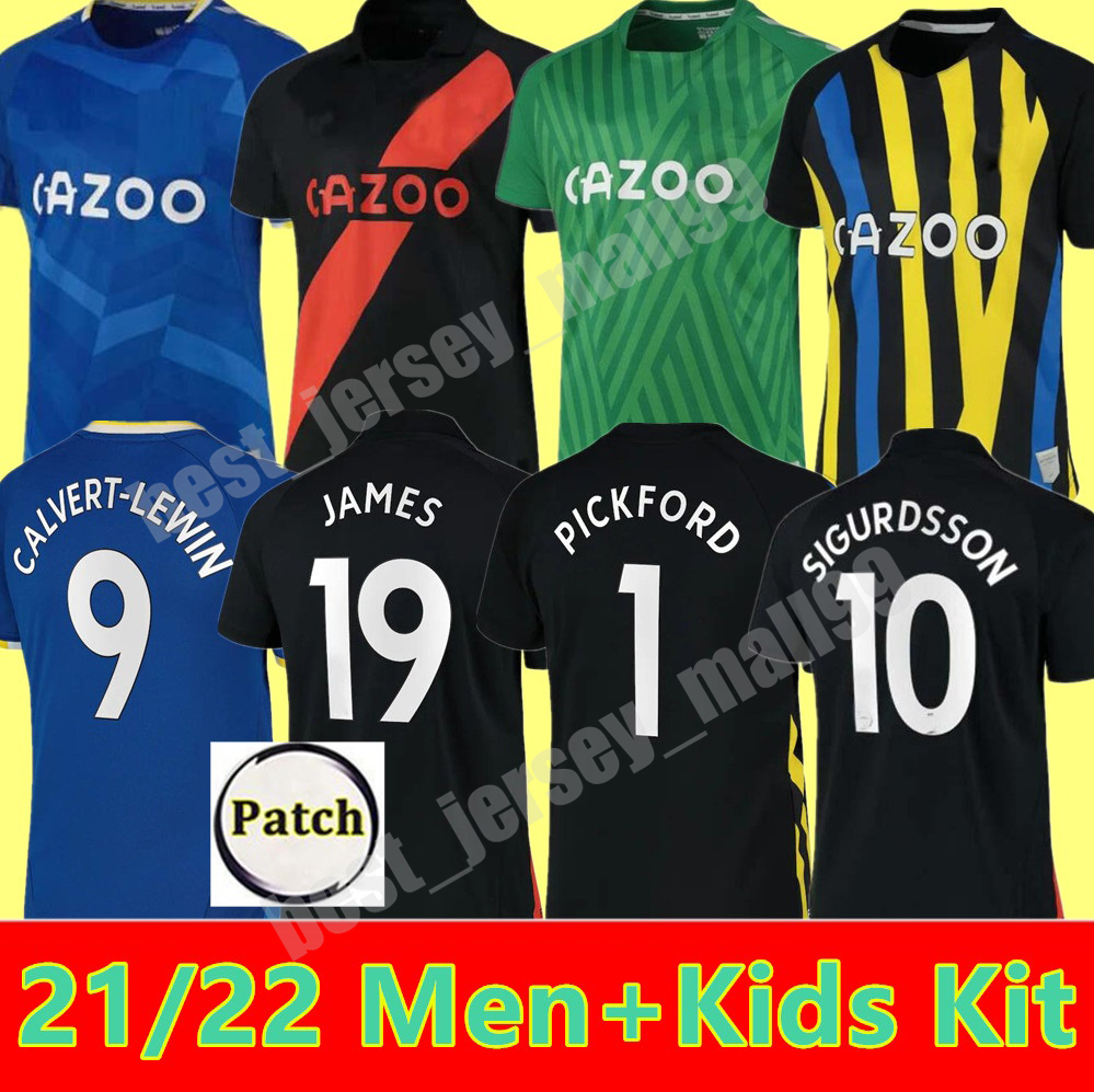 

2021 2022 Soccer Jerseys CALVERT-LEWIN 21 22 RICHARLISON SIGURDSSON JAMES ALLAN Football Shirt PICKFORD Black Green Goalkeeper Y.MINA Mens Jersey kids kit, Adult gk black+league patch