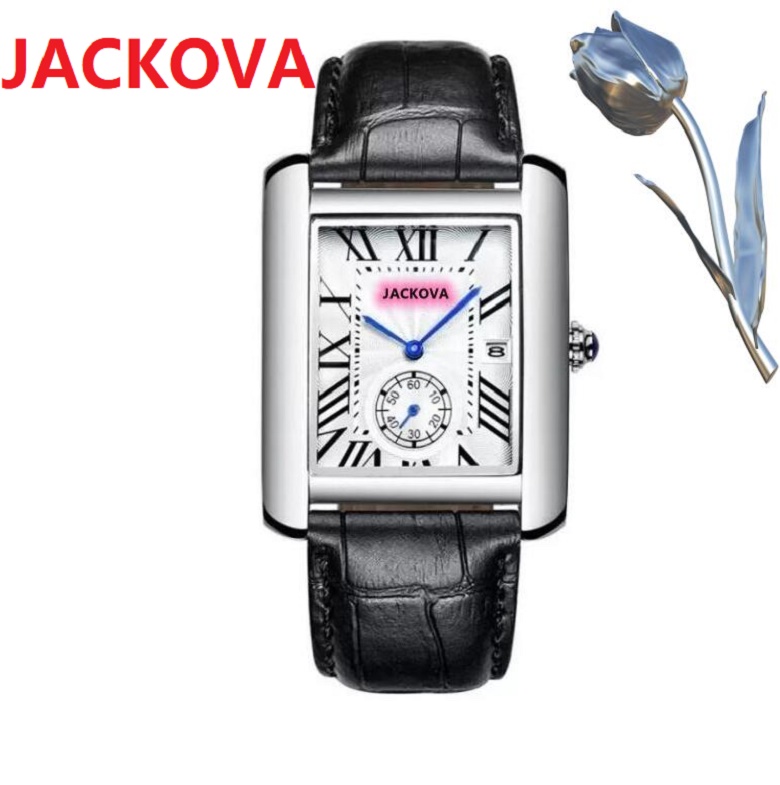 

Rose gold Square quartz battery watch Fashion lovers men women silver tank wristwatches for mens ladies Valentine Gift luxury red black leather business clock, As pic